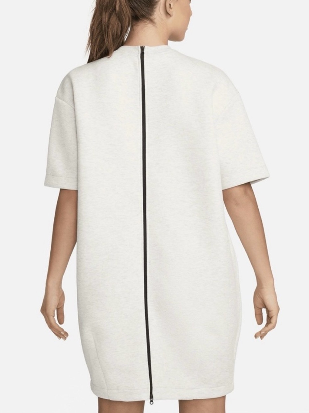 Nike Sportswear Tech Fleece Mini Oversized Dress Pale Ivory/Black Med NWT - Picture 2 of 5